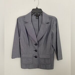 Ava and Grace Blazer Blue Heather 3/4 Sleeve Cropped 3 Button​​ Size 8